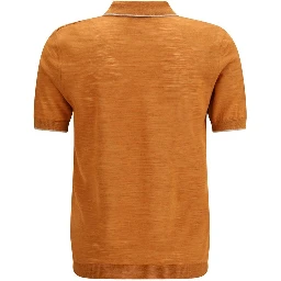 Orange Linen Polo Shirt