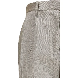 Silver Polyester Flared Pants