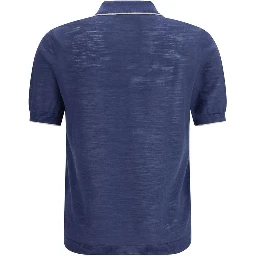 Blue Linen Polo Shirt