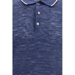 Blue Linen Polo Shirt