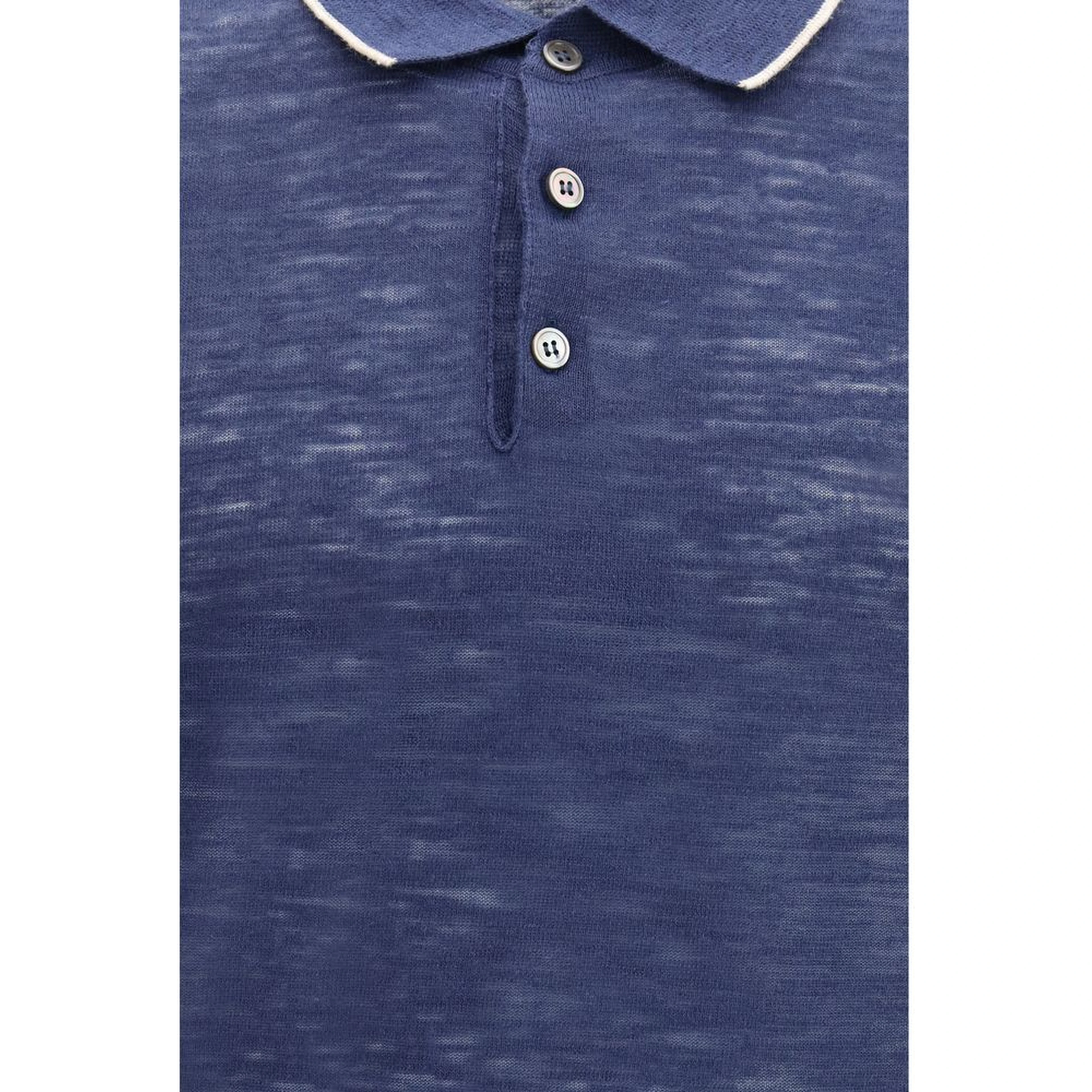 Blue Linen Polo Shirt