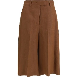 Brown Viscose Bermuda Shorts
