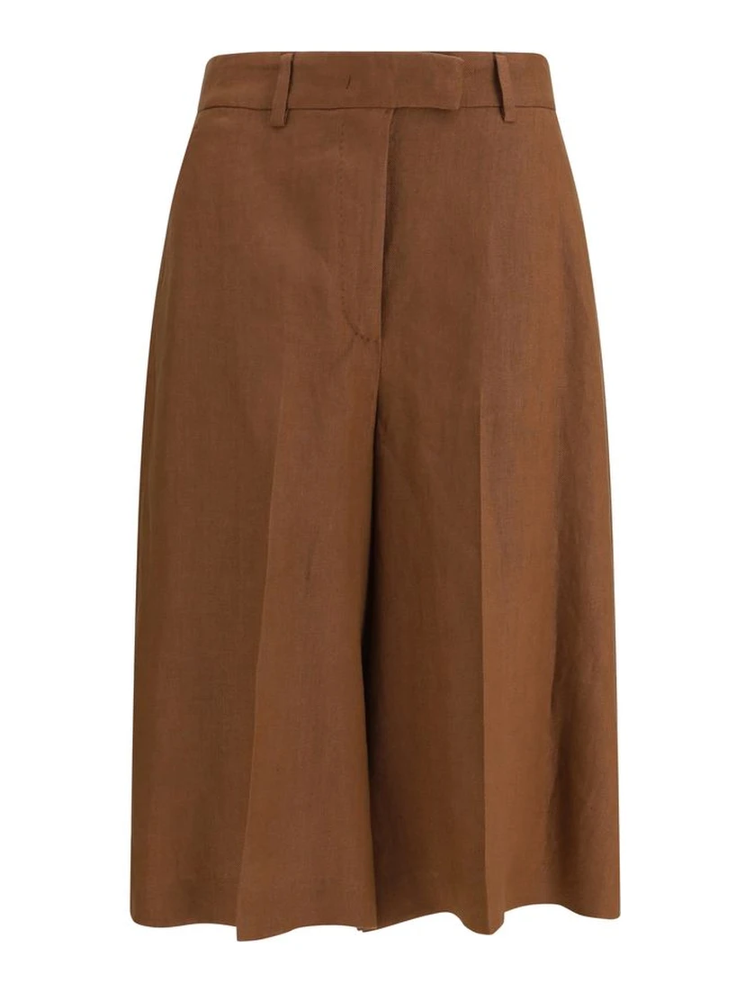 Brown Viscose Bermuda Shorts
