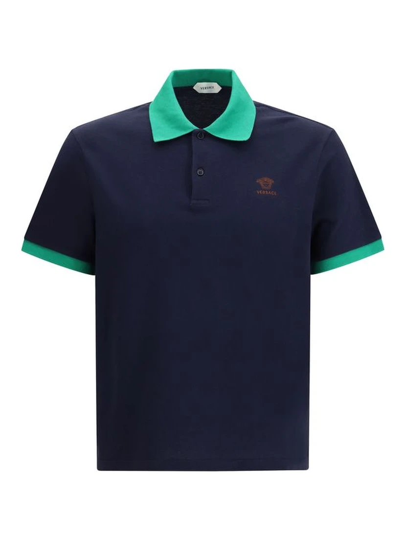 Blue Cotton Polo Shirt