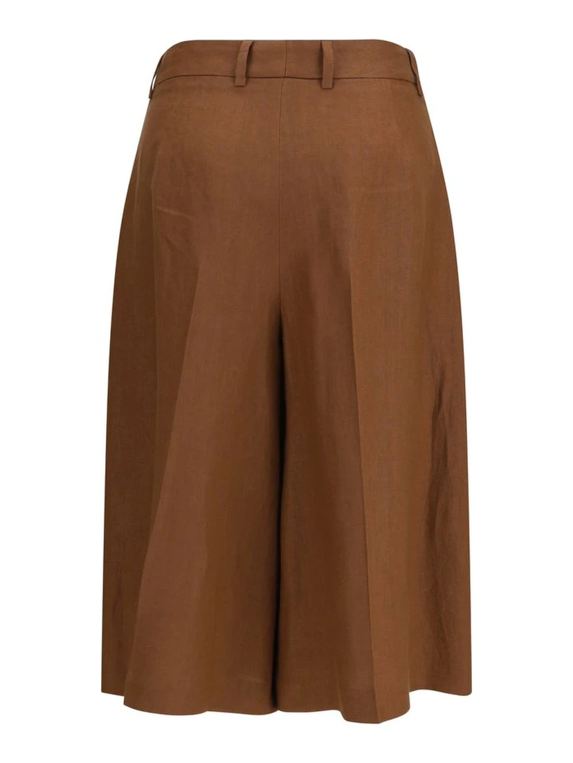 Brown Viscose Bermuda Shorts
