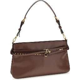 حقيبة كتف بوس توروس من جلد العجل البني