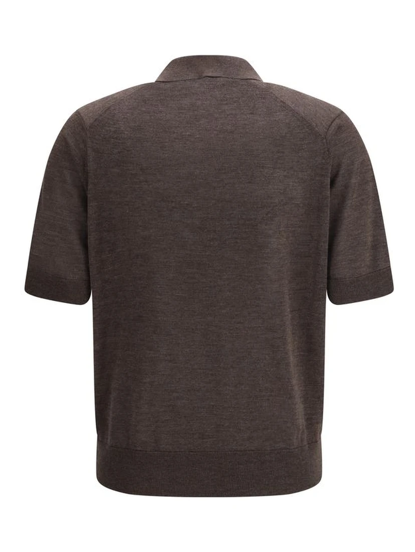 Brown Cashmere Polo Shirt
