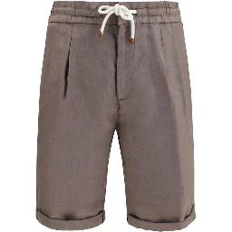 Brown Linen Bermuda Shorts