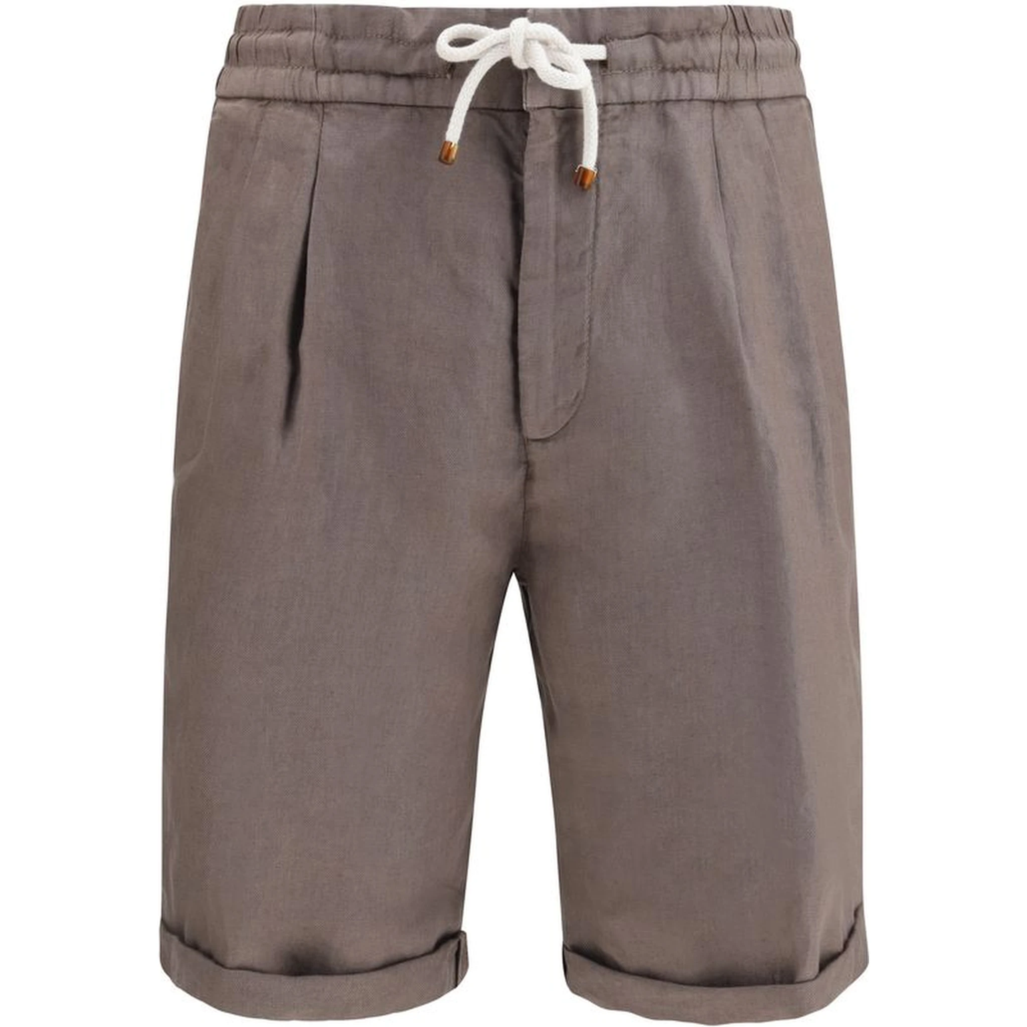 Brown Linen Bermuda Shorts