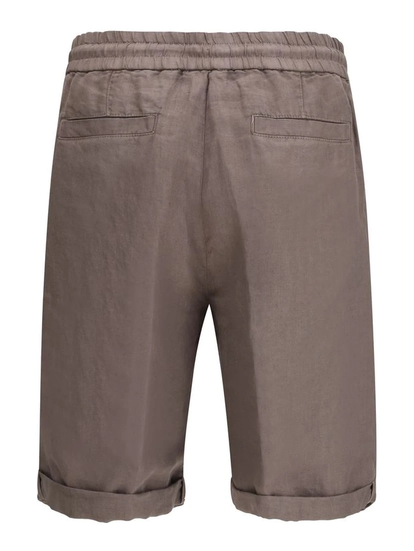 Brown Linen Bermuda Shorts