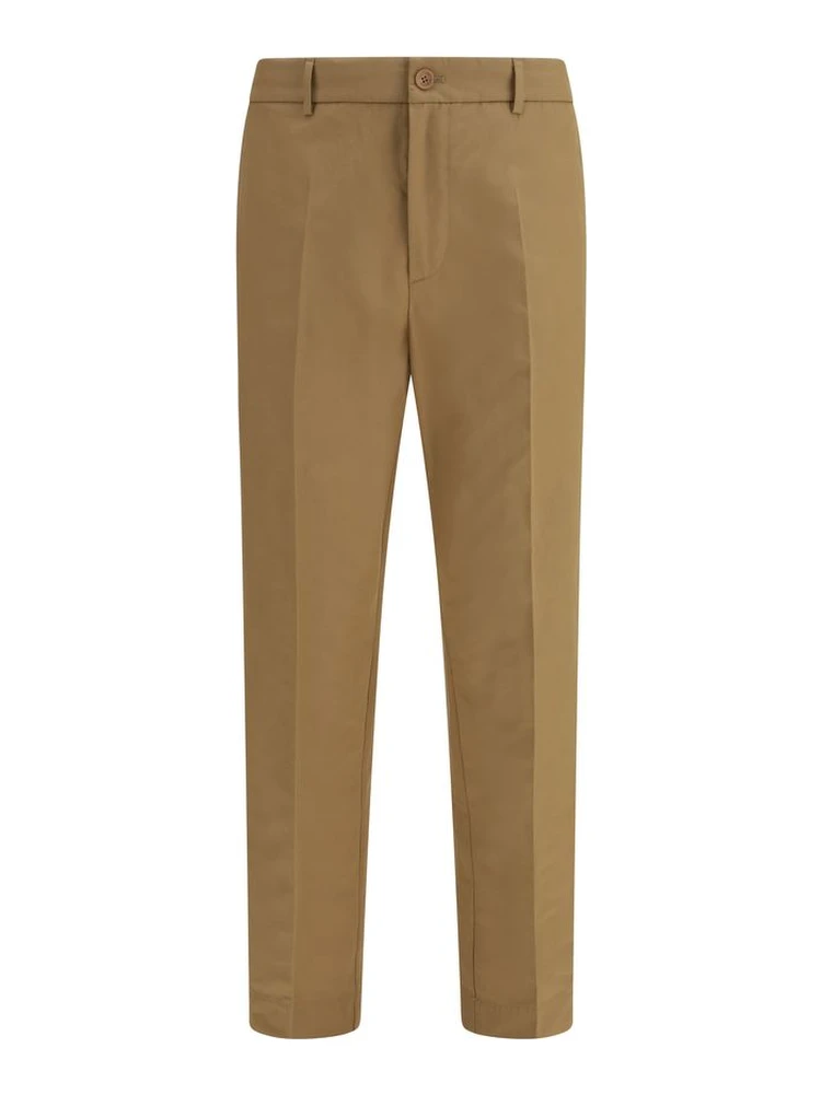 Beige Cotton Casual Pants