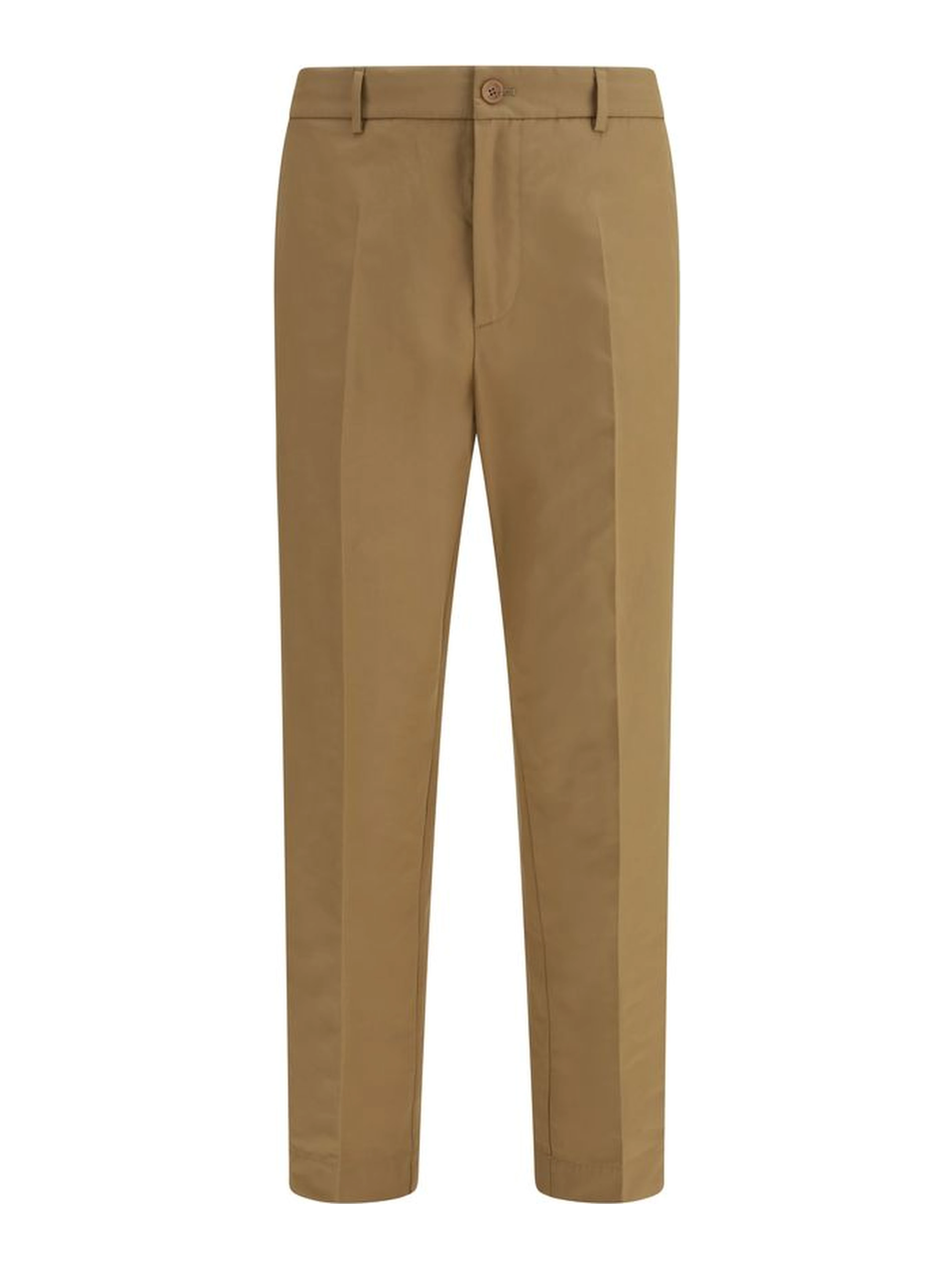 Beige Cotton Casual Pants