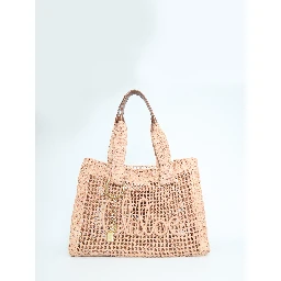 East-West Summer Banana raffia tote bag