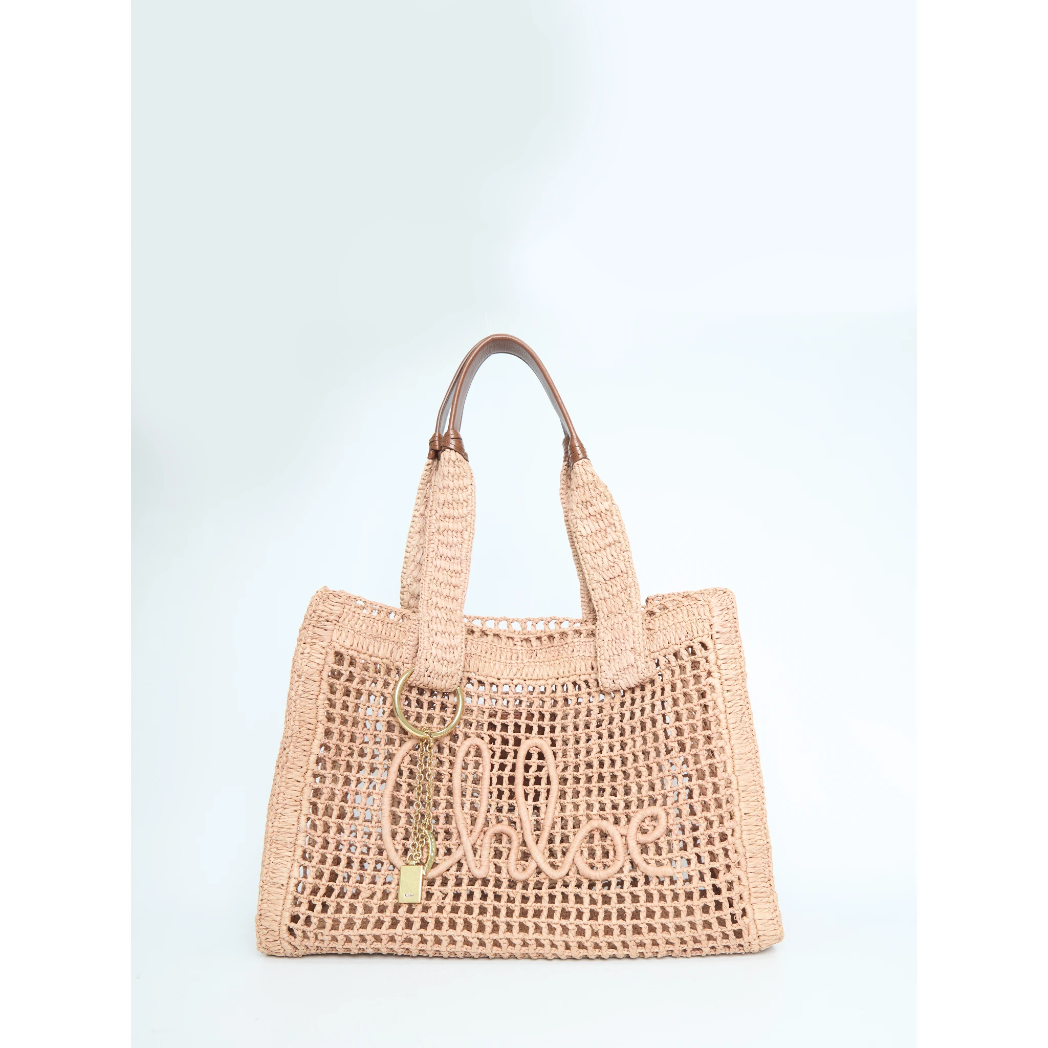 East-West Summer Banana raffia tote bag