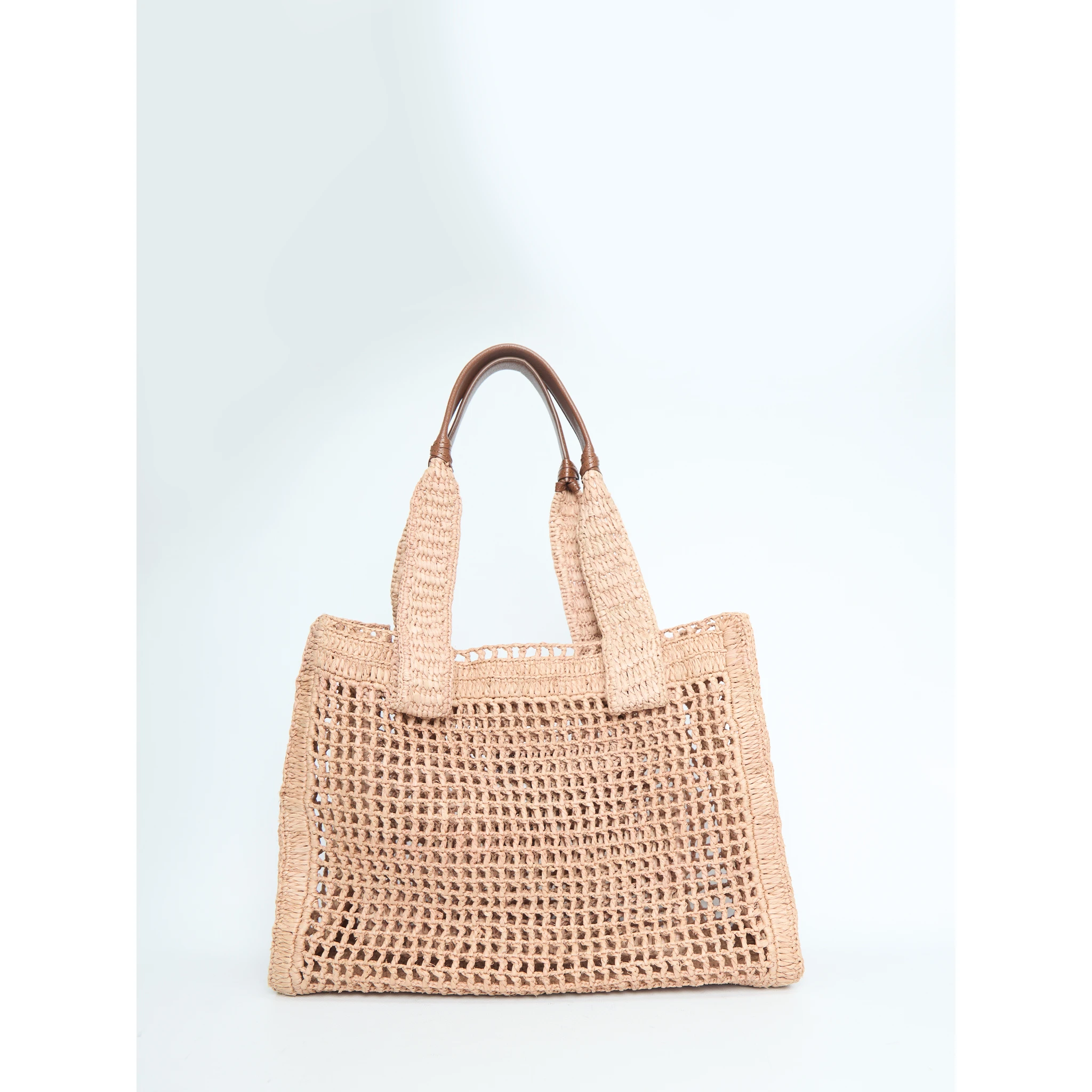 East-West Summer Banana raffia tote bag