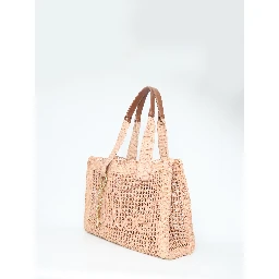 East-West Summer Banana raffia tote bag