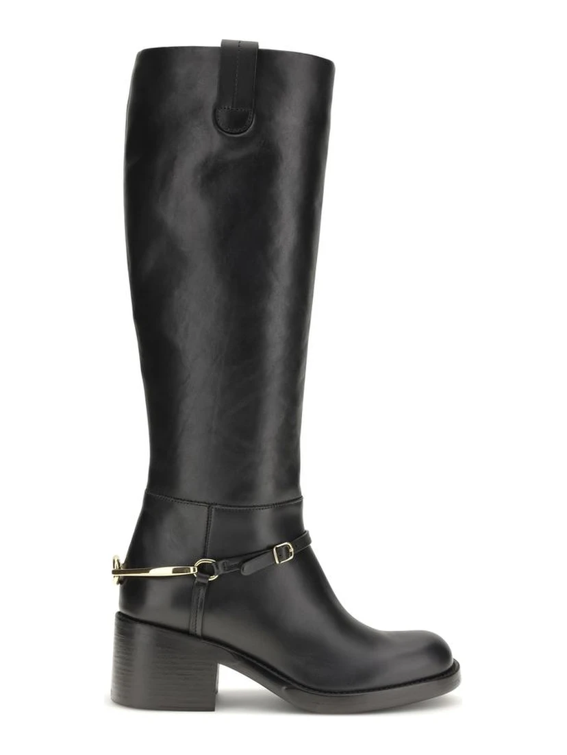 Black Calf Leather Bos Taurus Lace-Up Boots