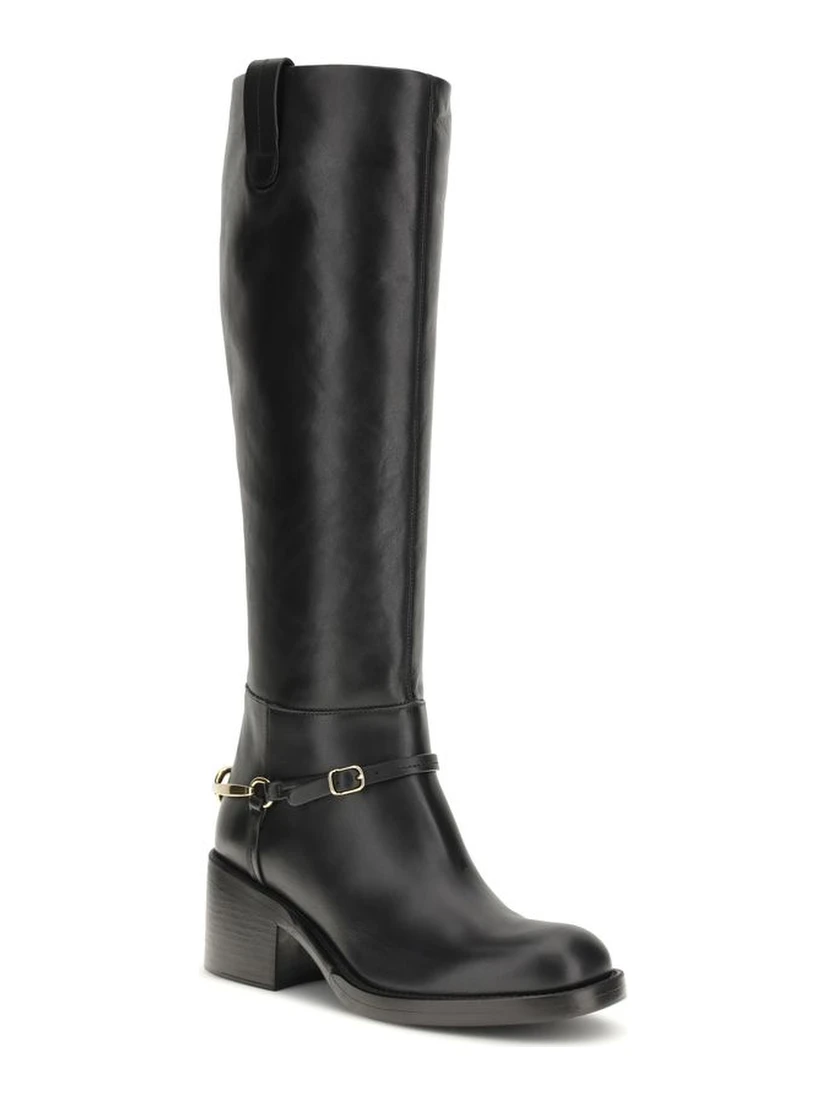 Black Calf Leather Bos Taurus Lace-Up Boots