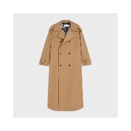 Long trench coat in wool and cotton