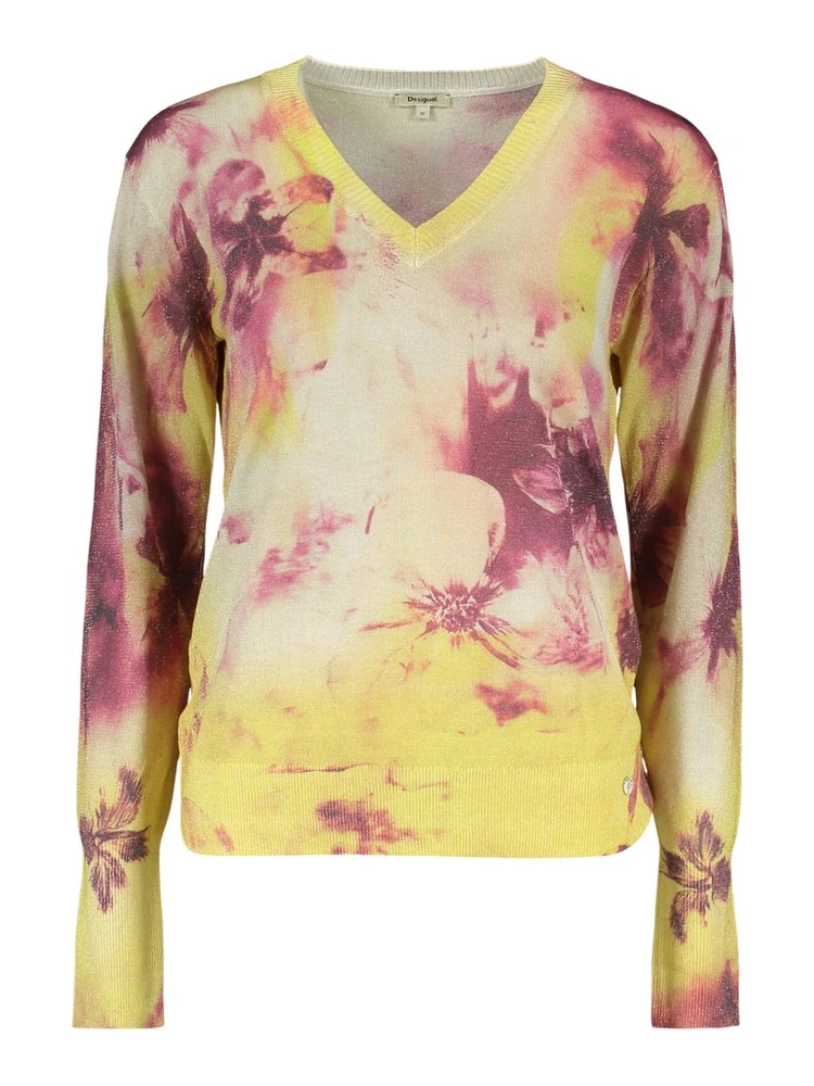 Yellow Viscose Women Sweater