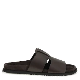 Brown Calf Leather Bos Taurus Flat Sandals