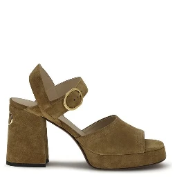 صندل بوس توروس ذو نعل سميك من جلد العجل البيج