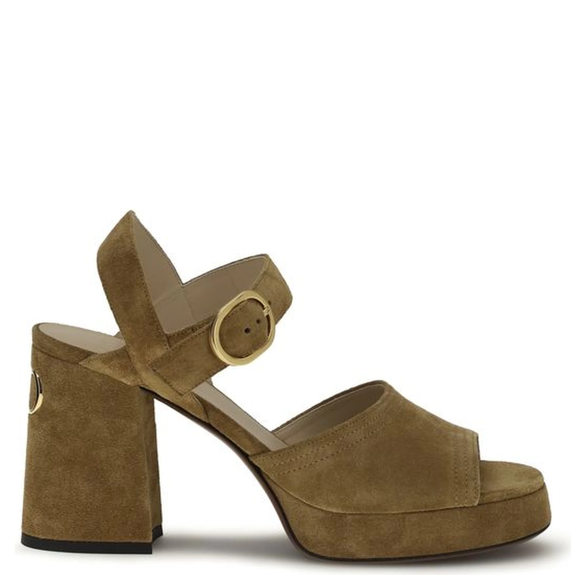 صندل بوس توروس ذو نعل سميك من جلد العجل البيج