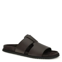 Brown Calf Leather Bos Taurus Flat Sandals