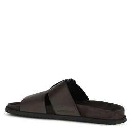 Brown Calf Leather Bos Taurus Flat Sandals