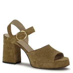 صندل بوس توروس ذو نعل سميك من جلد العجل البيج