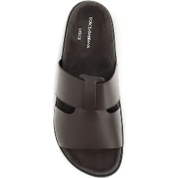 Brown Calf Leather Bos Taurus Flat Sandals