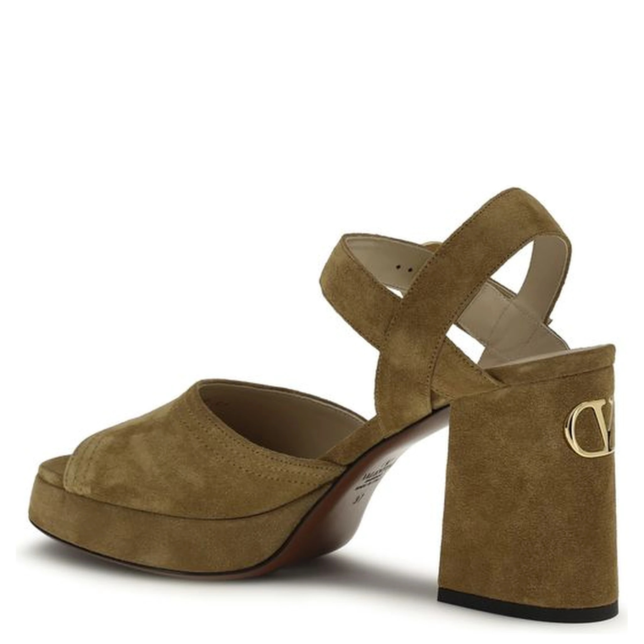 صندل بوس توروس ذو نعل سميك من جلد العجل البيج