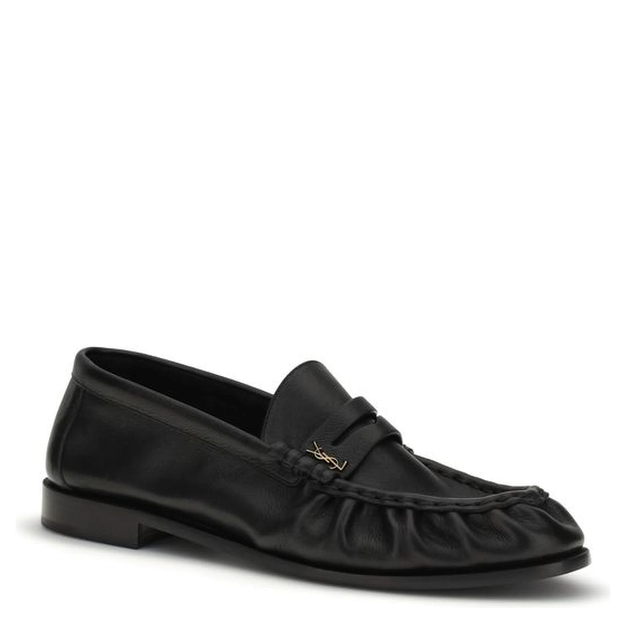 Black Calf Leather Bos Taurus Slip-On Loafers