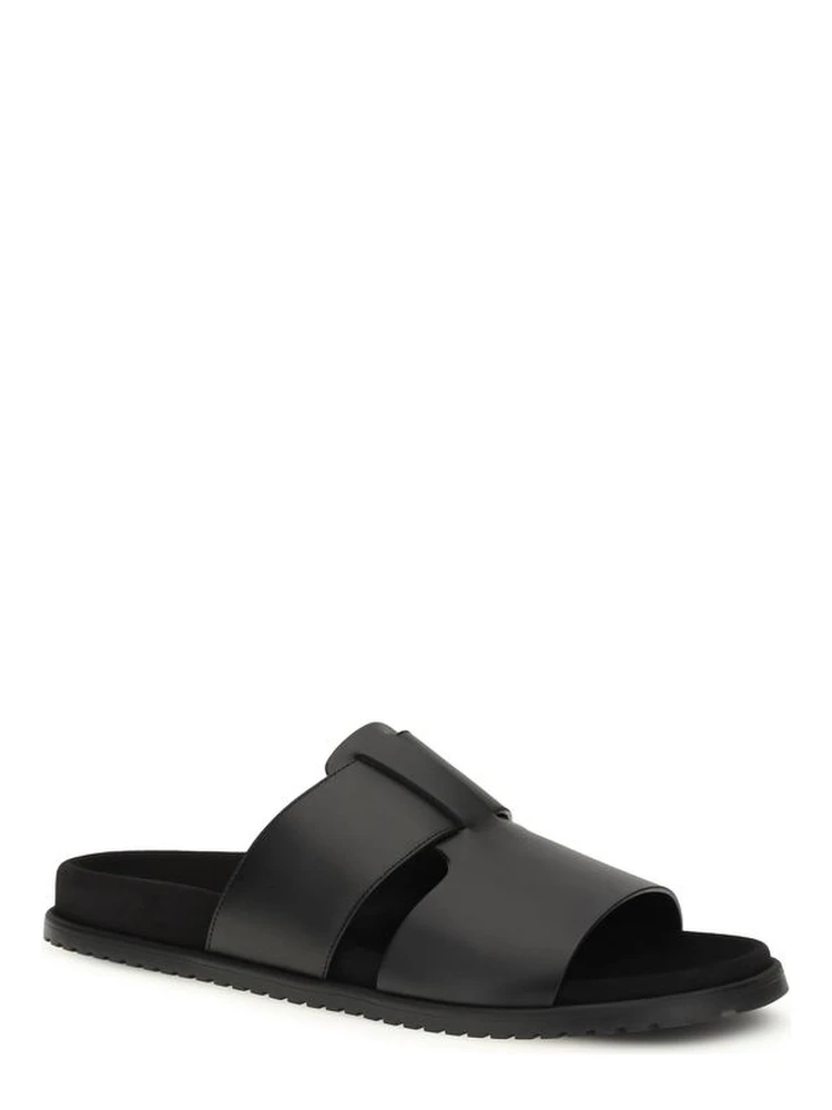 Black Calf Leather Bos Taurus Flat Sandals alternative