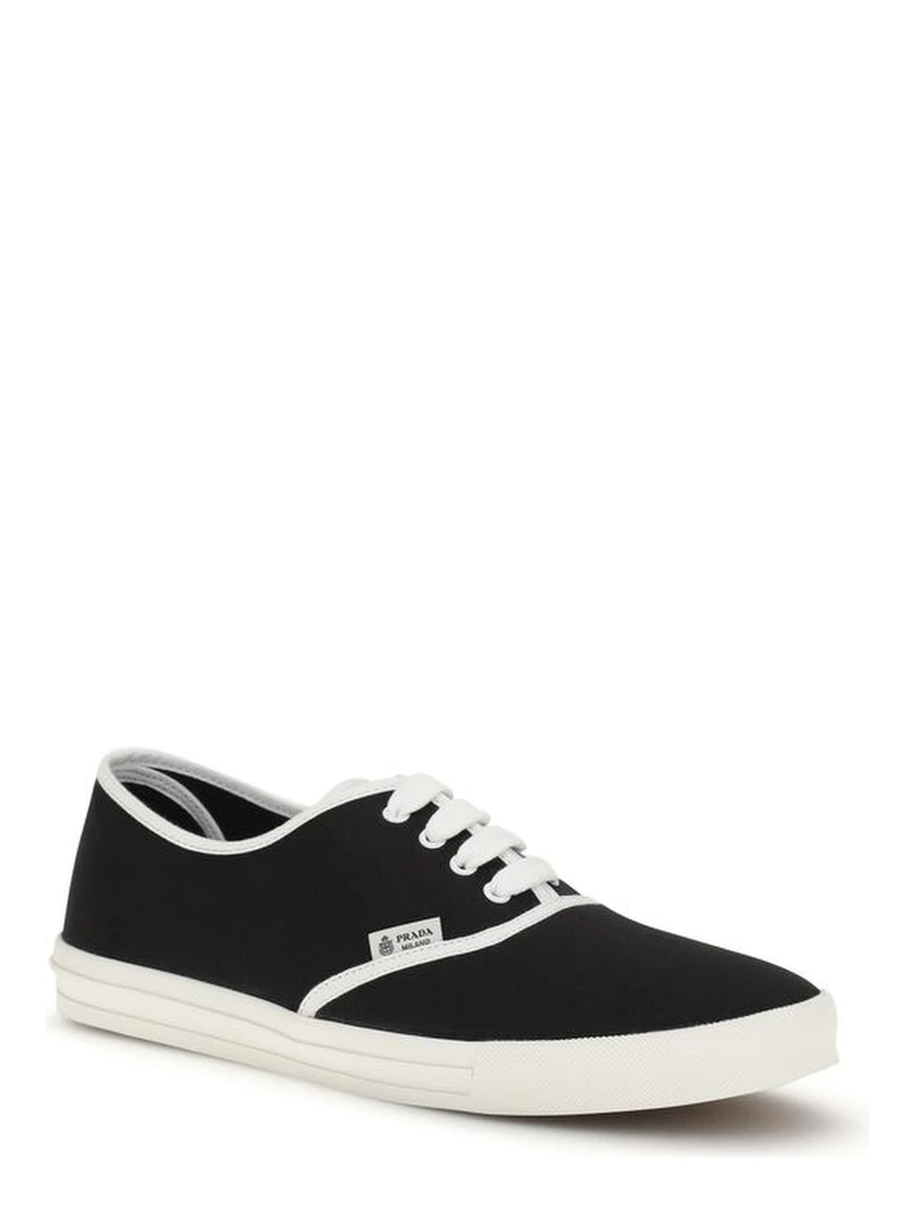 Black Cotton Low Top Sneakers