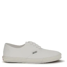 White Cotton Low Top Sneakers