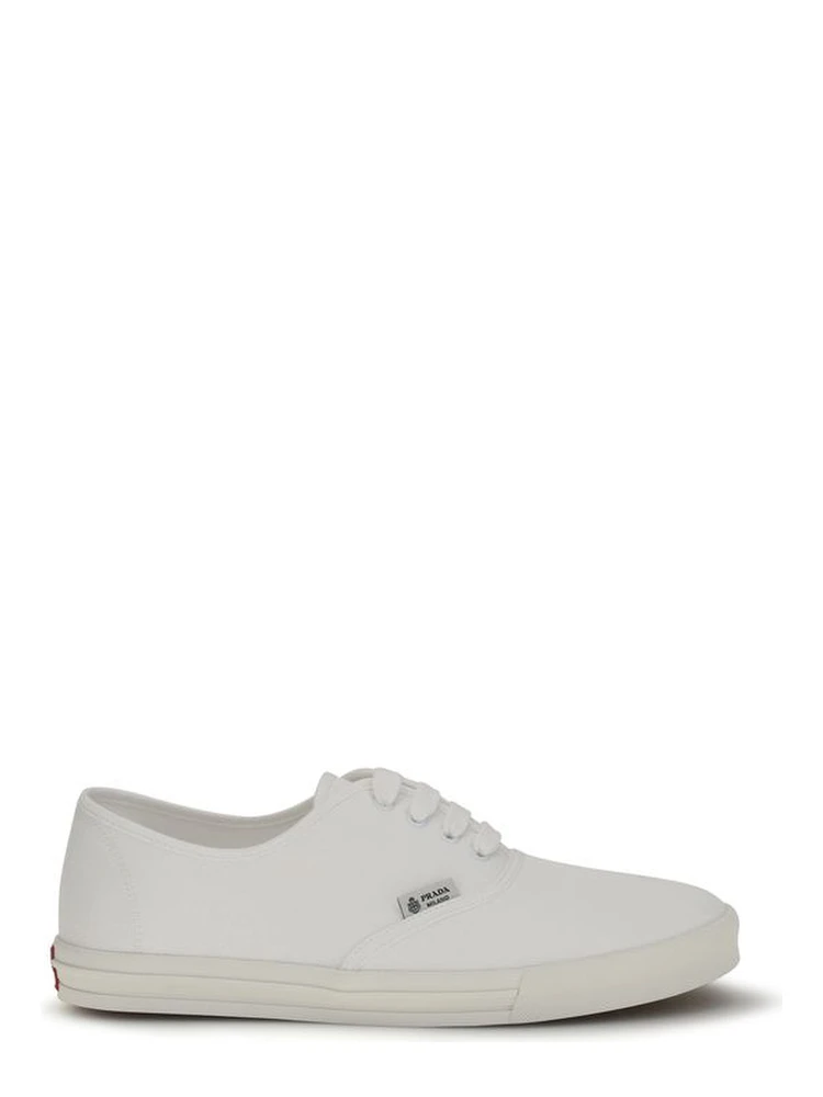 White Cotton Low Top Sneakers