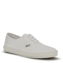 White Cotton Low Top Sneakers
