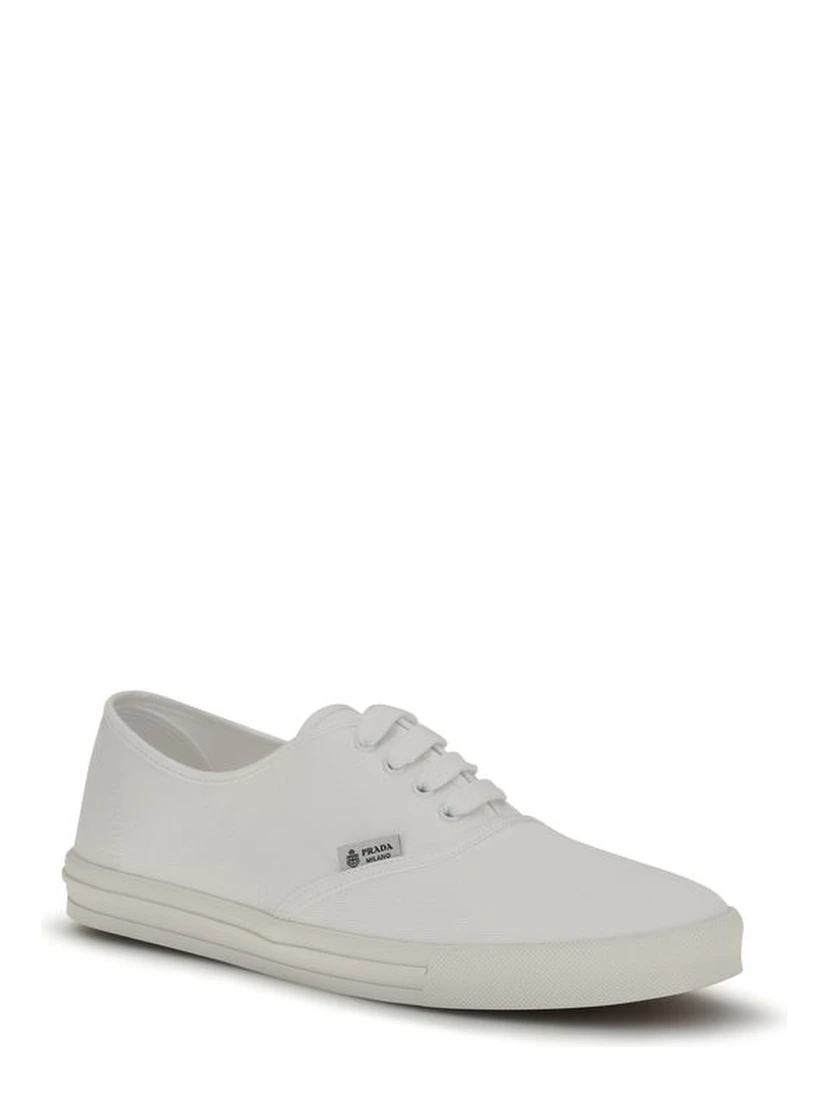 White Cotton Low Top Sneakers