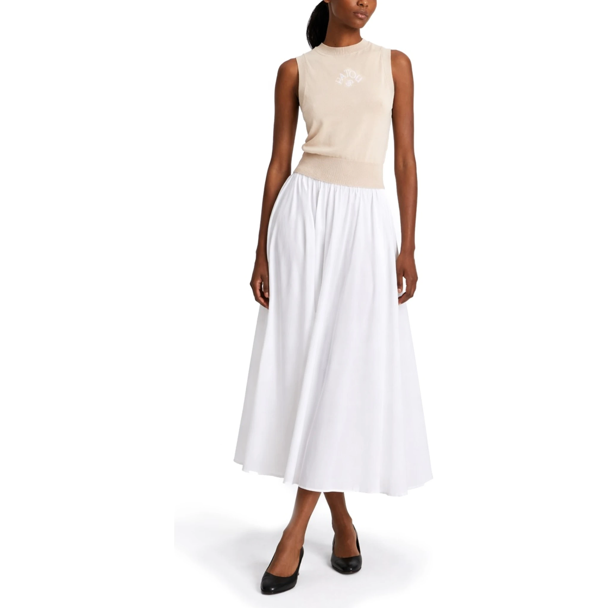 تنورة قطنية متوسطة الطول