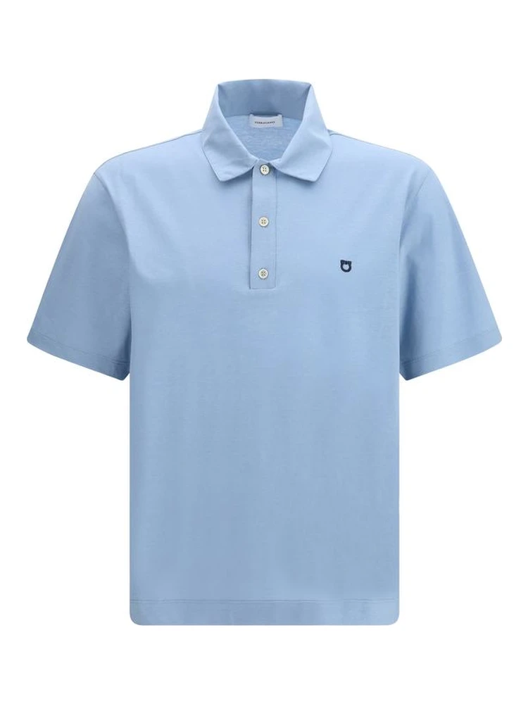 Blue Cotton Polo Shirt