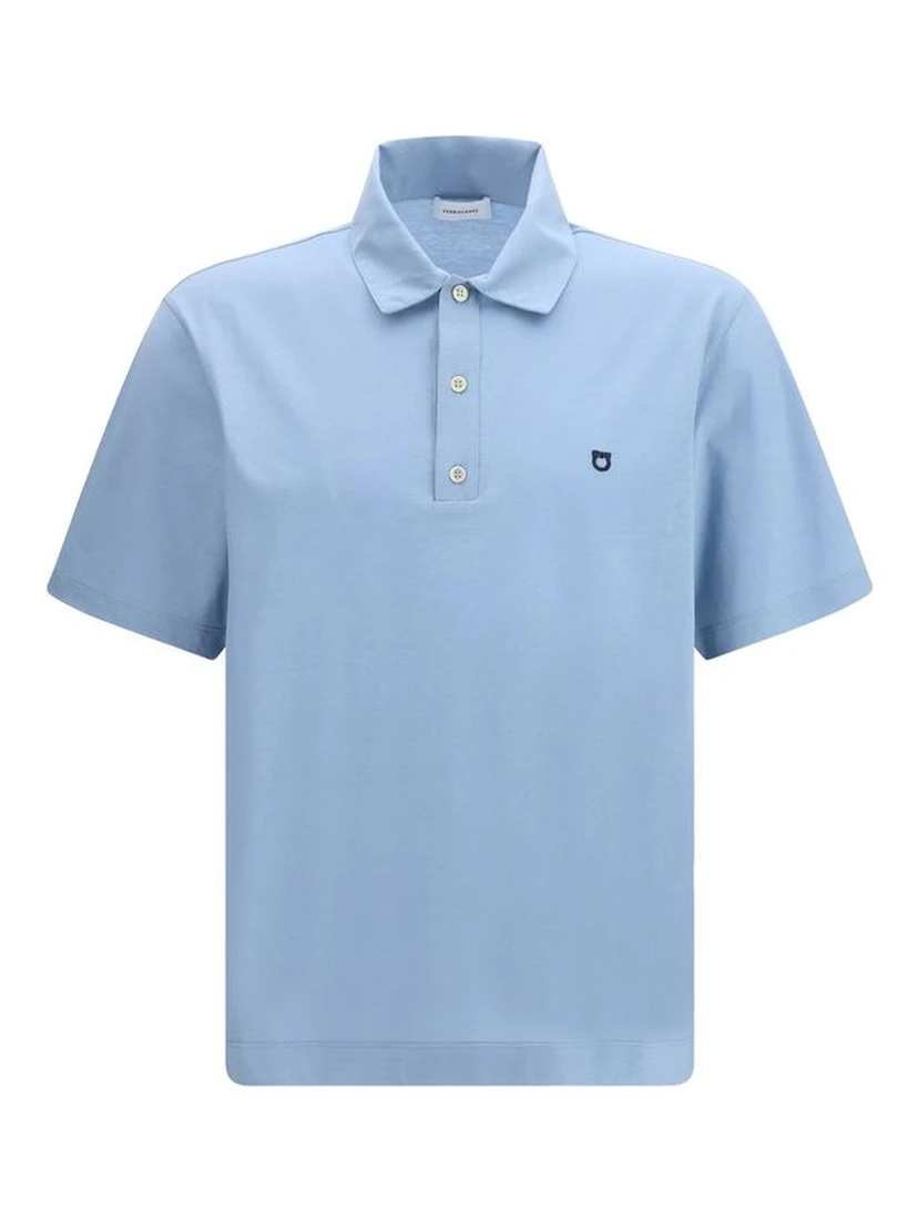 Blue Cotton Polo Shirt