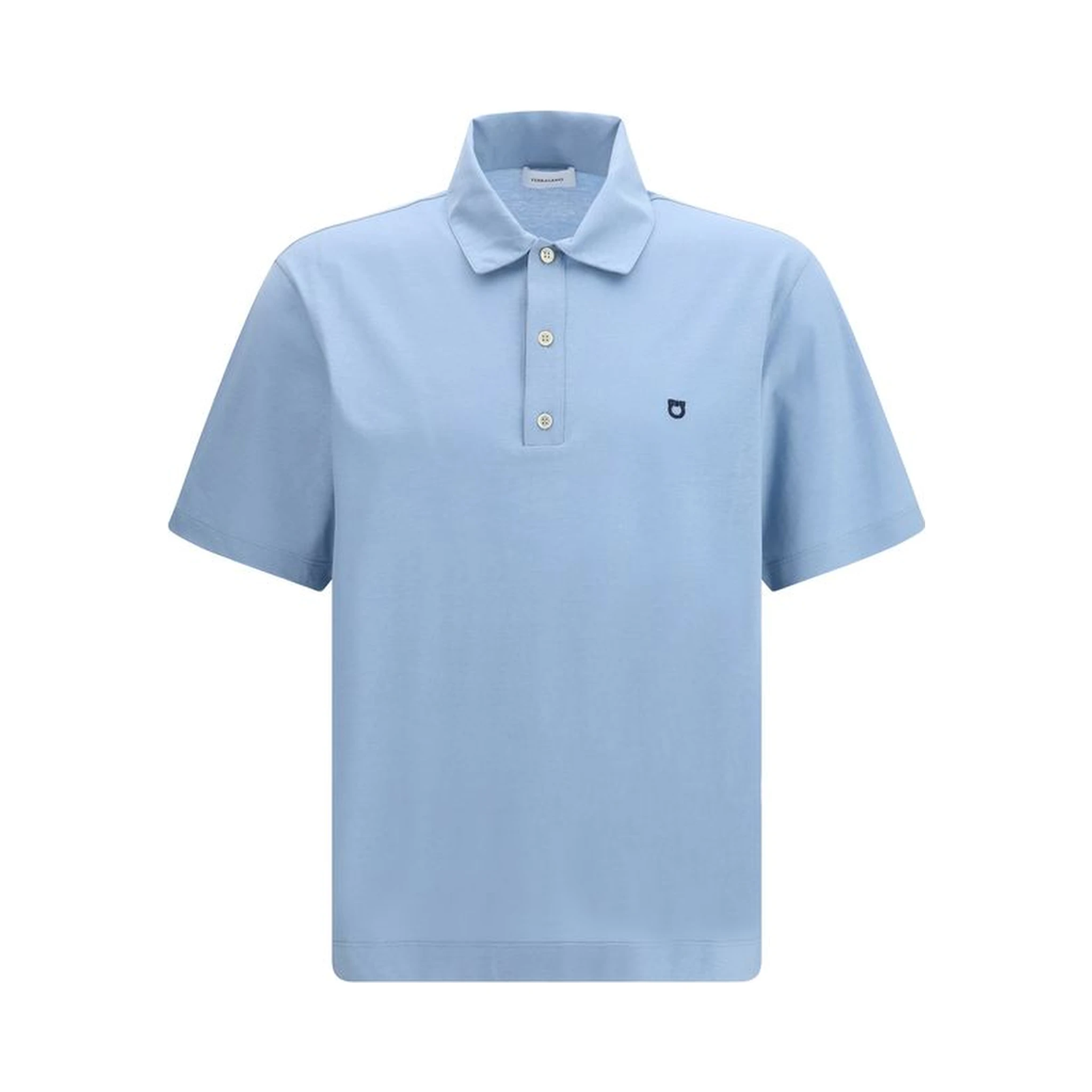 Blue Cotton Polo Shirt