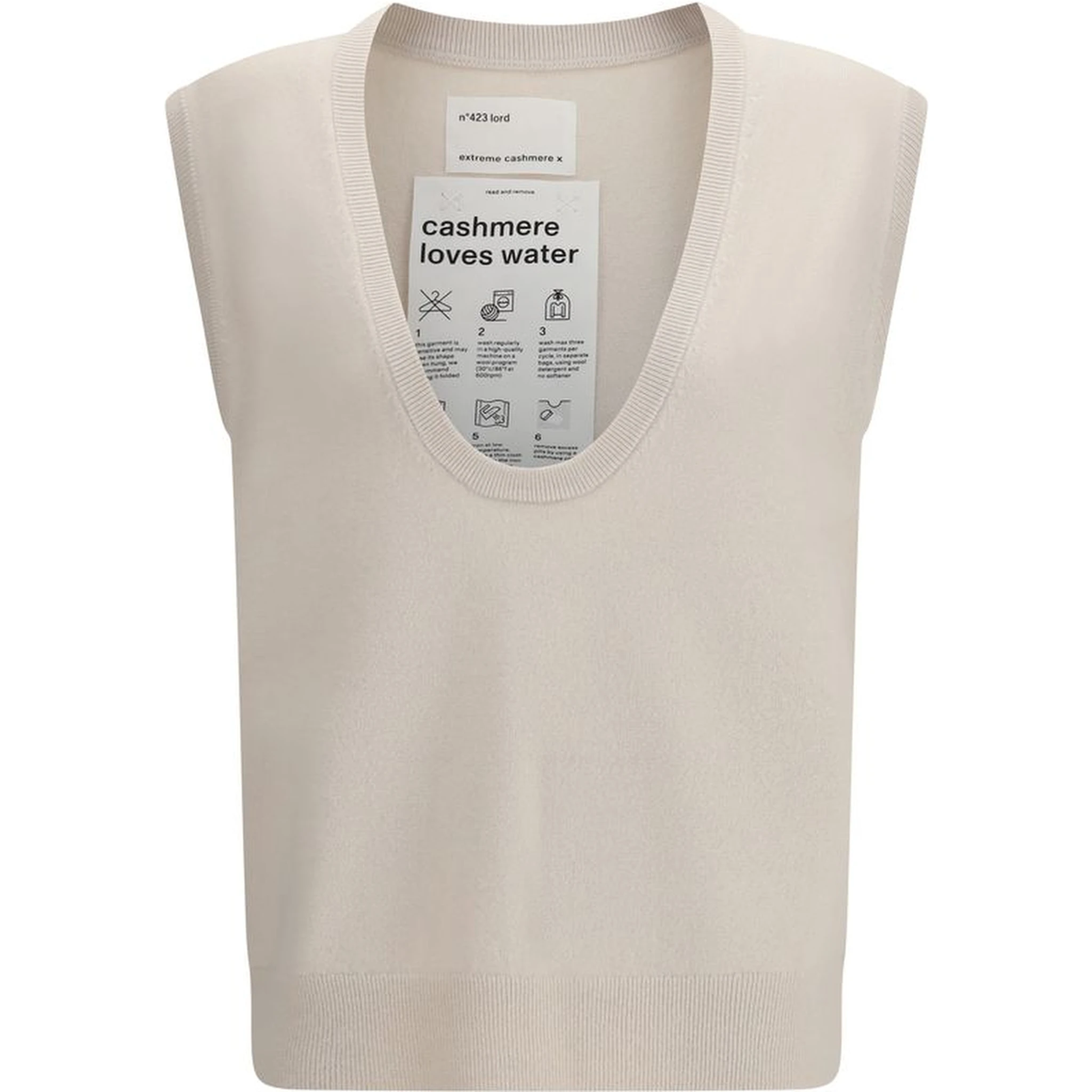 Beige Cashmere Sleeveles Sweater