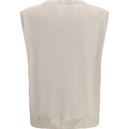 Beige Cashmere Sleeveles Sweater