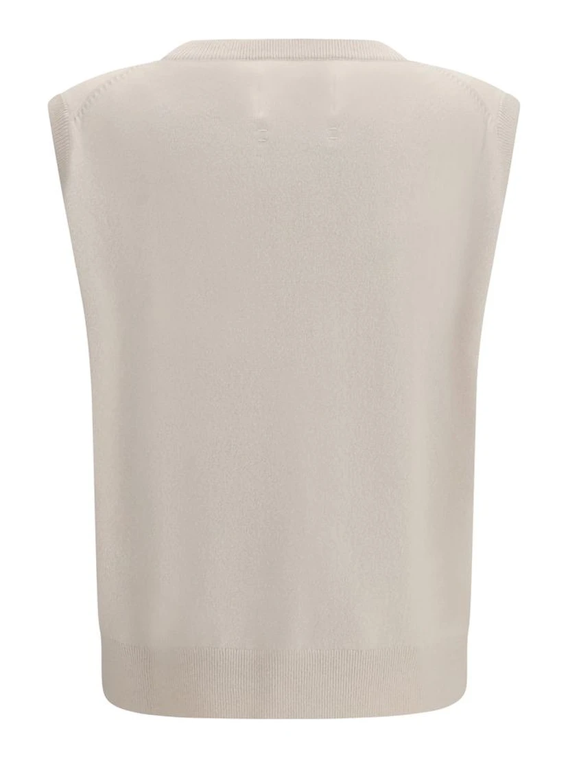 Beige Cashmere Sleeveles Sweater