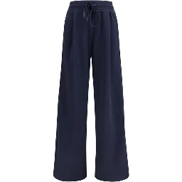 Blue Cotton Casual Pants