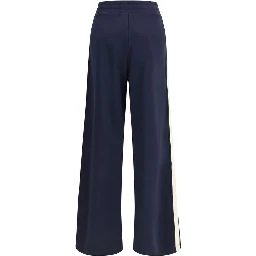 Blue Cotton Casual Pants