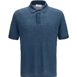 Blue Linen Polo Shirt