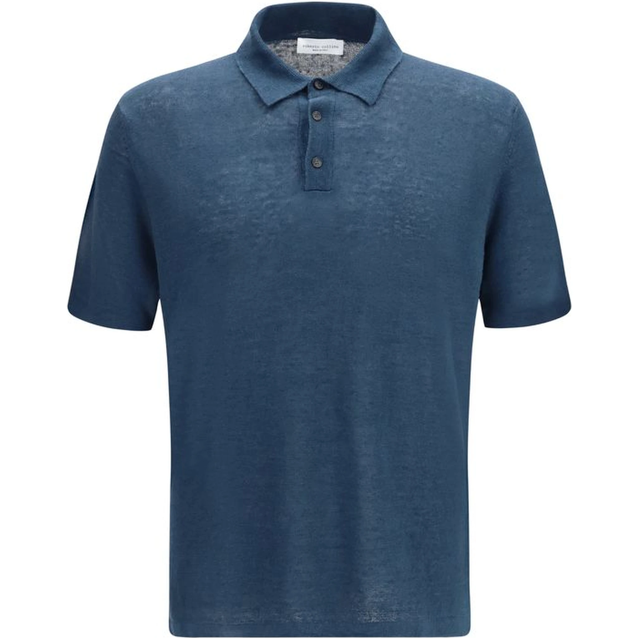 Blue Linen Polo Shirt